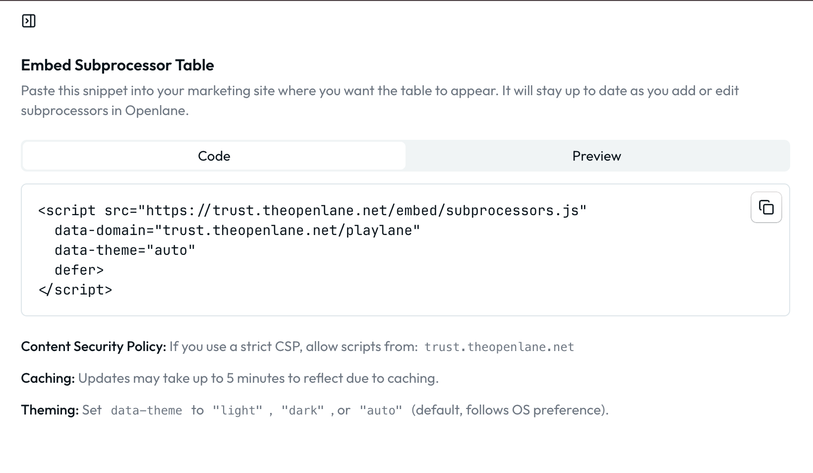 Embed Subprocessor Screenshot